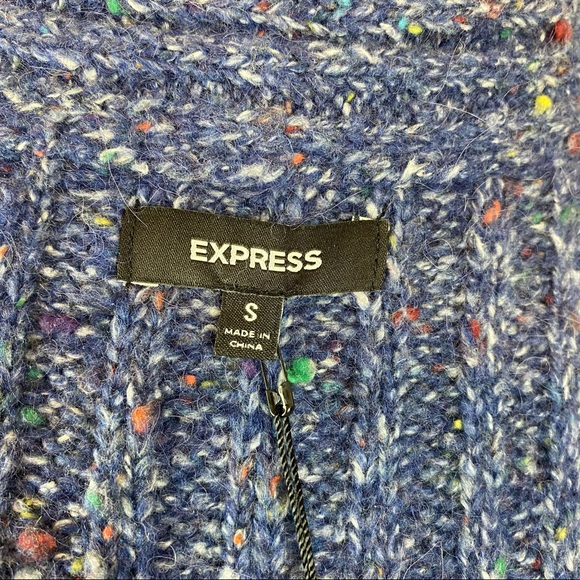 Express Blue Speckled Knit Button Down Sweater - Picture 8 of 11